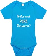 Wil je met papa trouwen huwelijksaanzoek tekst baby rompertje blauw jongens - huwelijksaanzoek / cadeau romper 56