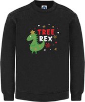 DAMES Kerst sweater -  TREE REX - kersttrui - zwart - large -Unisex