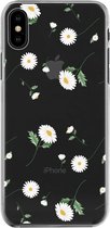 Apple iPhone X/10/XS Telefoonhoesje - Transparant Siliconenhoesje - Flexibel - Met Bloemenprint - Madeliefjes