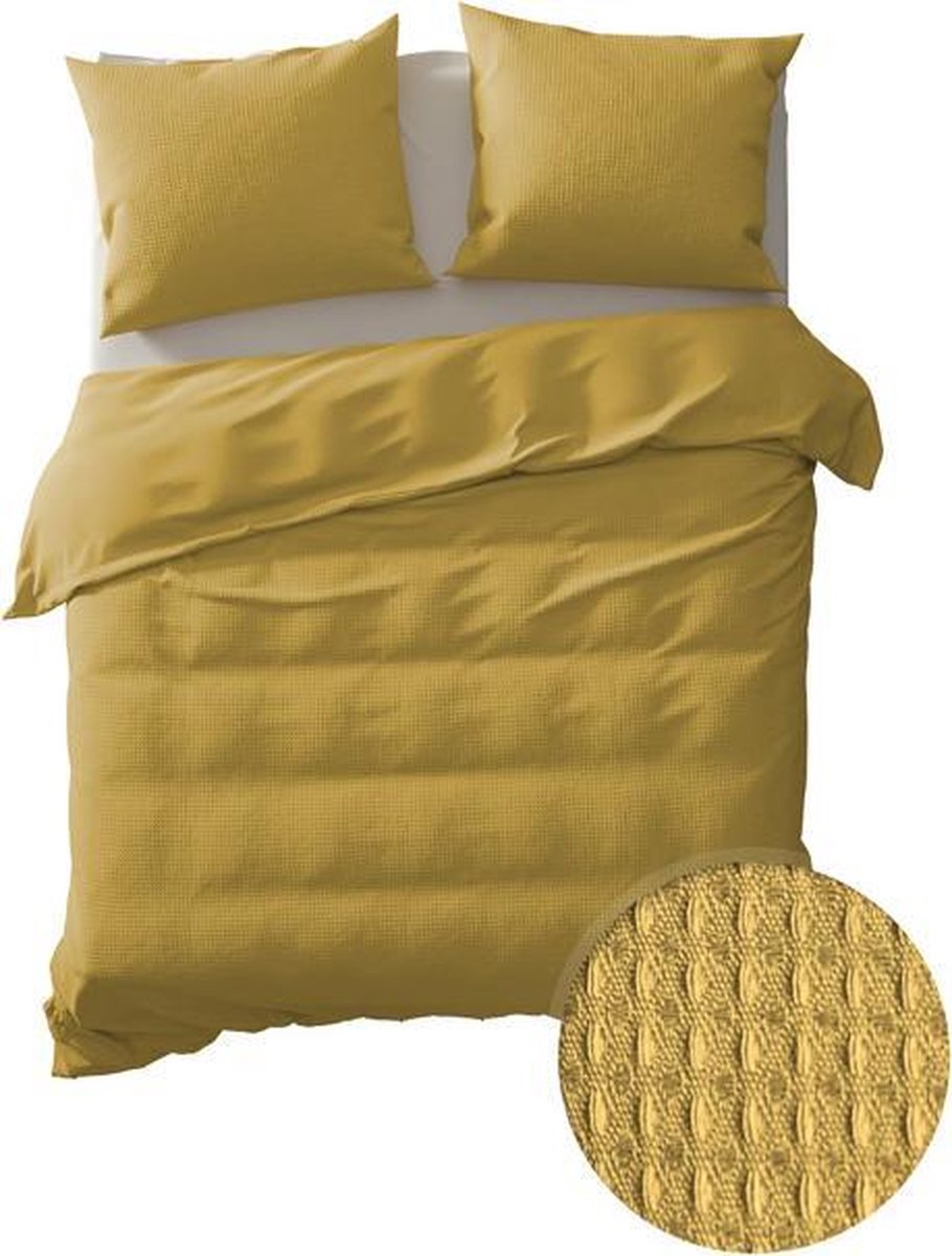 YELLOW Cialda Dekbedovertrek - Tweepersoons - 200x200/220 cm - Ochre Gold