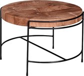 salontafel 62x40x62 cm salontafel acacia massief hout / metaal | Ronde salontafel met metalen poten | Kleine design tafel massief | Houten tafel woonkamer industrieel