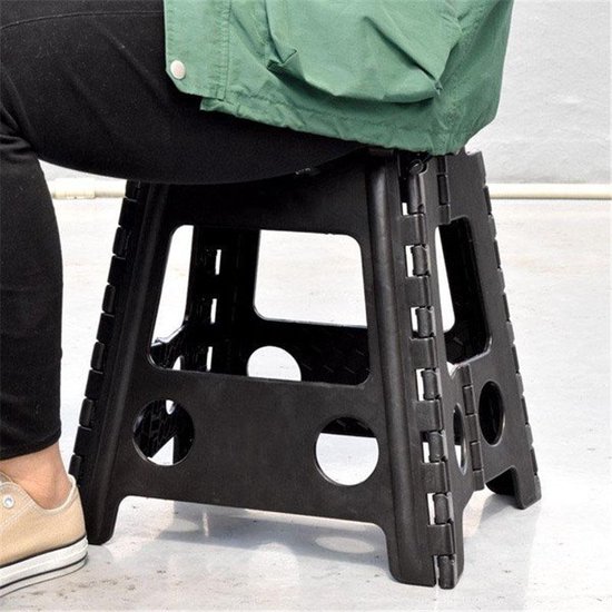 Opstapkruk, 45 cm, zwart, opvouwbare kruk, opstapkruk, inklapbaar met
