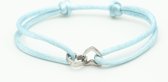 Michelle Bijoux armband twee hartjes zilver touw Ice Blauw JE13589