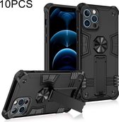 10 STKS schokbestendige TPU + pc-beschermhoes met onzichtbare houder voor iPhone 12 Pro (zwart)