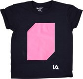 IA Interactief Glow T-Shirt voor Kinderen - Super Roze Gloed - Zwart - Maat 128