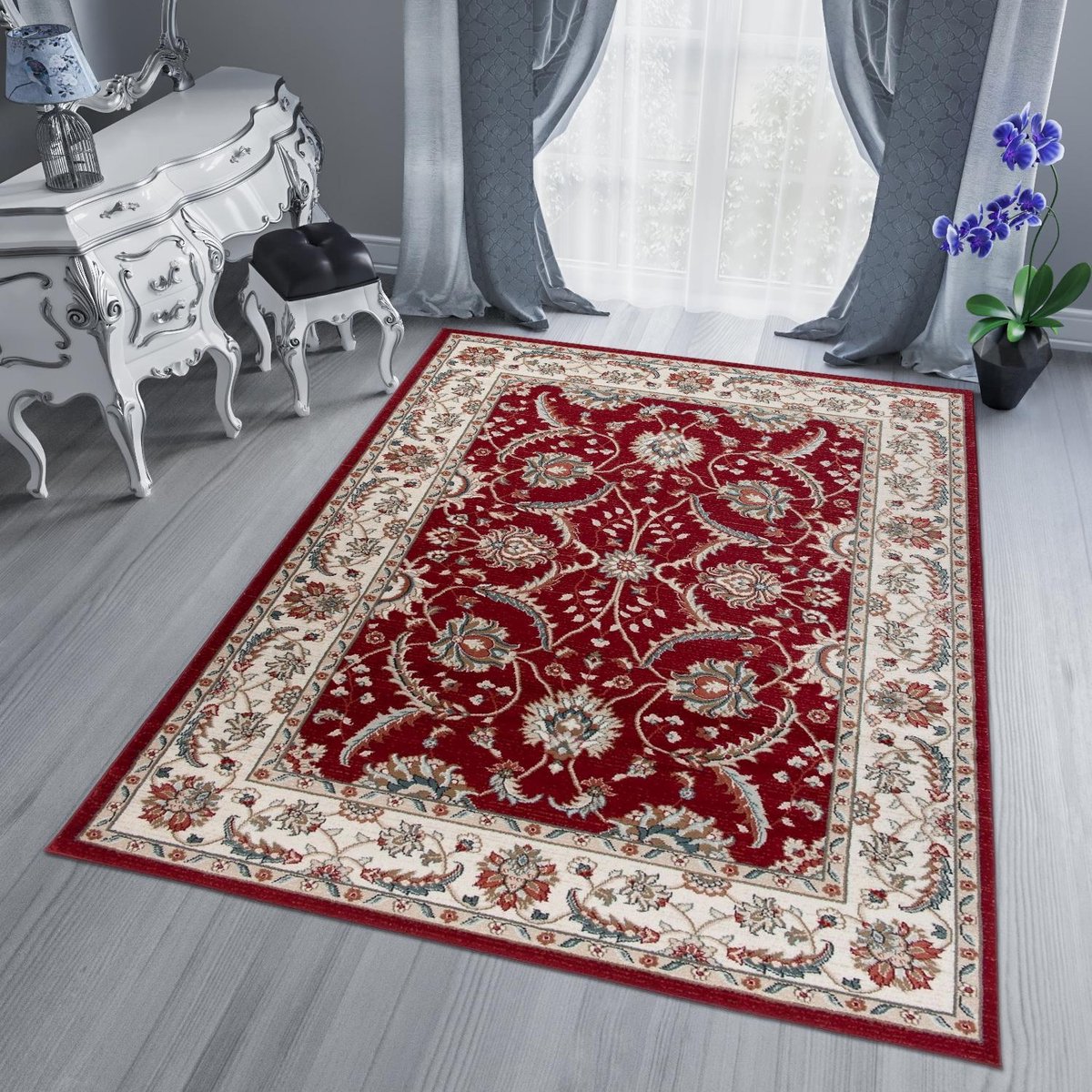 Tapiso Dubai Vloerkleed Modern Oriental Rug Oosters Tapijt Maat- 80x150 Rood Beige6