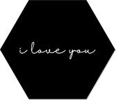 Muurhexagon i love you zwart Dibond - Aanbevolen / 18 x 15 cm