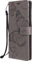 OnePlus Nord N10 5G Hoesje - Mobigear - Butterfly Serie - Kunstlederen Bookcase - Grijs - Hoesje Geschikt Voor OnePlus Nord N10 5G