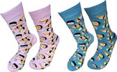 2 paar - Verjaardag cadeautje voor hem en haar - Sokken - Sushi sokken - Vrolijke sokken - Luckyday Socks - Sokken met tekst - Aparte Sokken - Socks waar je Happy van wordt - Maat