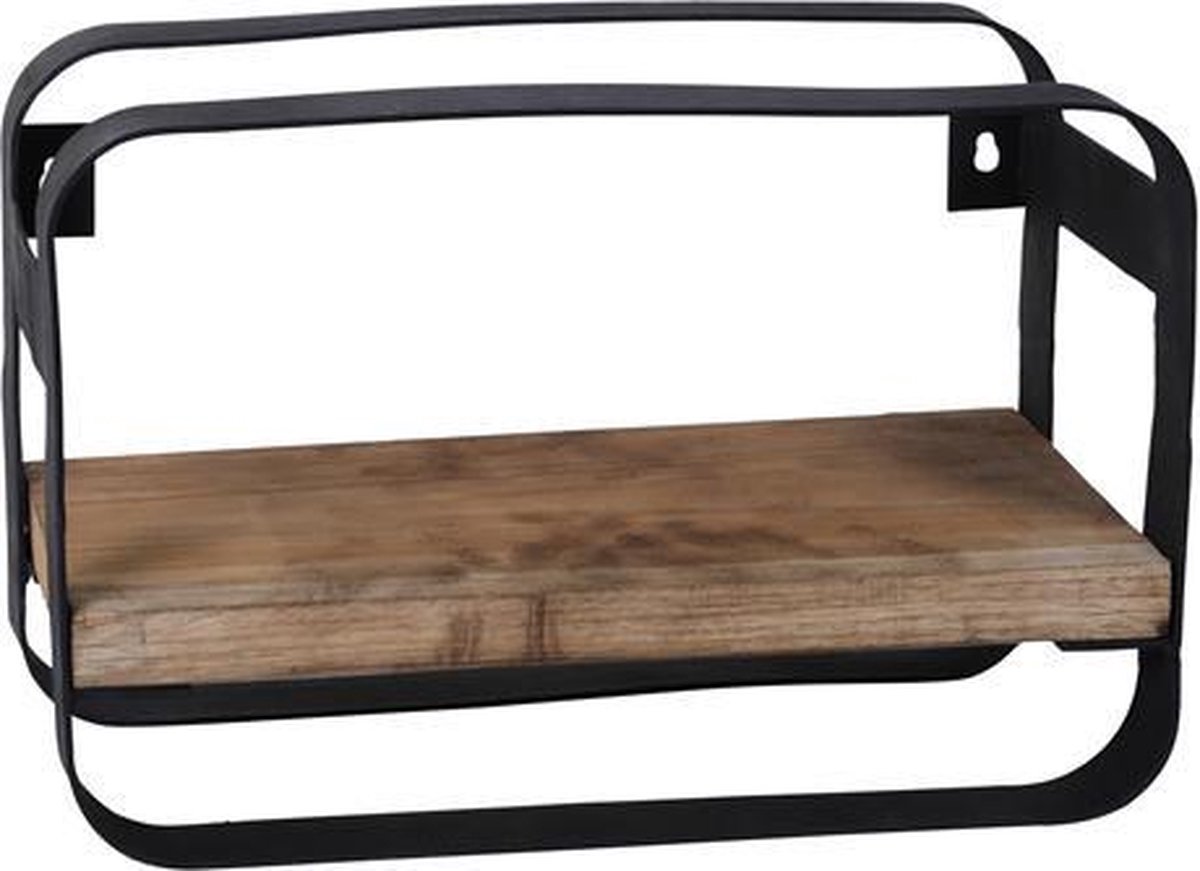 PTMD Tevis wandrek - hout - metaal - wandplank - 31 x 15 x 20 cm - Zwart - Bruin