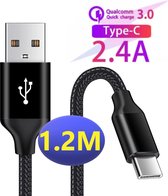 4x USB-C Data- en Laadkabel 1M - 2.4A Snellader Kabel - Fast en Quick Charge Oplaadkabel - Type C Naar USB-A - Oplaadsnoer Telefoon - Laptop - Samsung Galaxy en Note - Sony - OnePlus - Gevloc