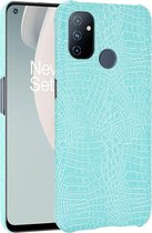 OnePlus Nord N100 Hoesje - Mobigear - Croco Serie - Hard Kunststof Backcover - Turquoise - Hoesje Geschikt Voor OnePlus Nord N100