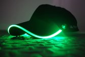 IA LED Light Up Baseball Cap - Zwart met Groen Licht