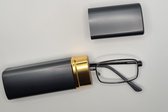 Min-bril -1,5 Unisex afstand metalen bril op sterkte in zwarte metalen compacte brillenkoker met dokje - zwart - bijziend bril - GEEN LEESBRIL - heren dames bril voor bijziendheid