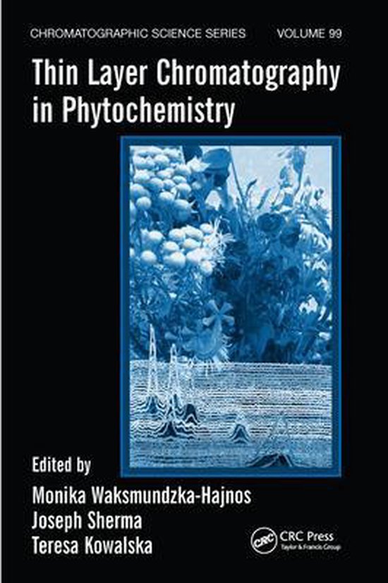 Boekcover met de titel 'Thin Layer Chromatography in Phytochemistry'. Bevat beelden van planten en chromatogrammen.