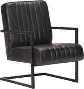 Fauteuil zwart echt leer