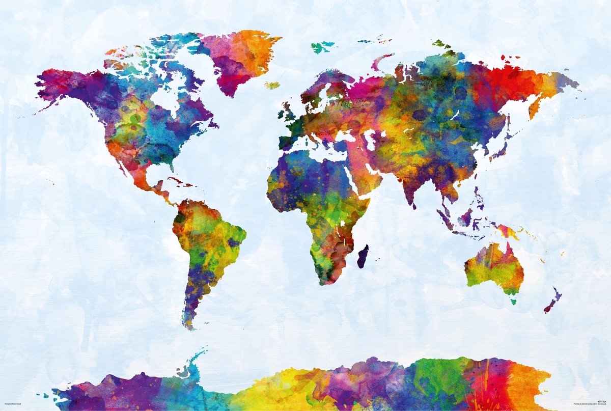 Watercolor Map Of The World - Maxi Poster