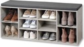 Schoenenkast met zitkussen B 103,5 x H 48 cm x T 29,5 cm Beton-look.