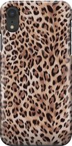 Apple iPhone XR Telefoonhoesje - Premium Hardcase Hoesje - Dun en stevig plastic - Met Dierenprint - Luipaard Patroon - Bruin