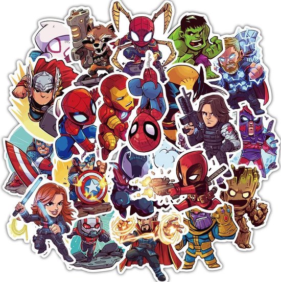 Marvel Stickers - 50 stuks - Marvel - Spiderman stickers - Avengers stickers - Captain America stickers - Stickers volwassenen - Stickers kinderen - Laptop stickers Marvel Stickers - 50 stuks - Marvel - Spiderman stickers - Avengers stickers - Captain America stickers - Stickers volwassenen - Stickers kinderen - Laptop stickers