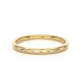 Geelgouden elegante dames ring, aanschuifring - 14 karaat geelgoud,  5 diamanten