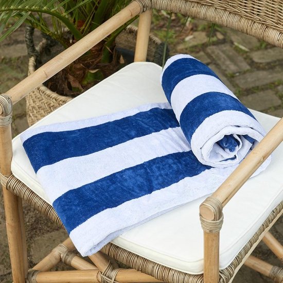 Riviera Maison - RM Lovely Stripe Beach Towel white/blue - Strandlaken -  Wit / Blauw | bol.com