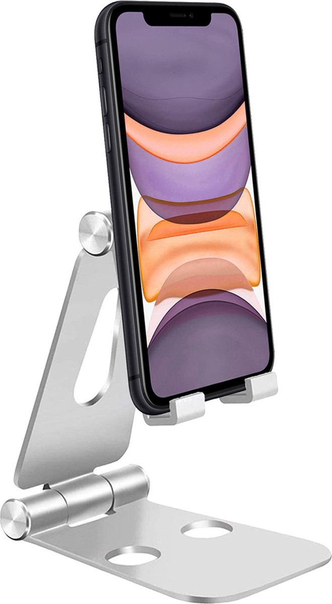 Telefoonstandaard Bureau Telefoon Houder Aluminium - Telefoonhouder Standaard - Telefoonstandaard Bureauhouder - Telefoonhouder Standaard Zilver