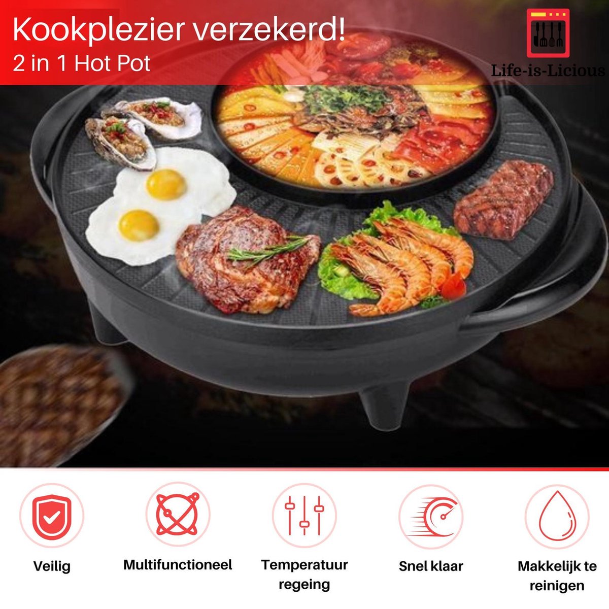 Pro-Care 2in1 - Asian HotPot - Gril Grill - Gourmets - Fondue au bouillon, 1-5