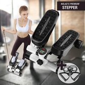 Nolad® | Premium Stepper | Fitness stepper met Monitor | Mini Stepper | Instelbaar op Diepte | Met Digitale monitor | inclusief Weerstandsbanden | Zwart/wit