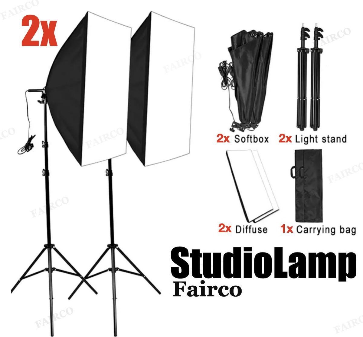2Pcs Studiolamp Met Tas en Lamp - Foto Studio Verlichting Kit, Achtergrond  Support... | bol.com