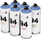 MTN 94 Marseille Blue - blauwe spuitverf - 6 stuks - 400ml lage druk en matte afwerking