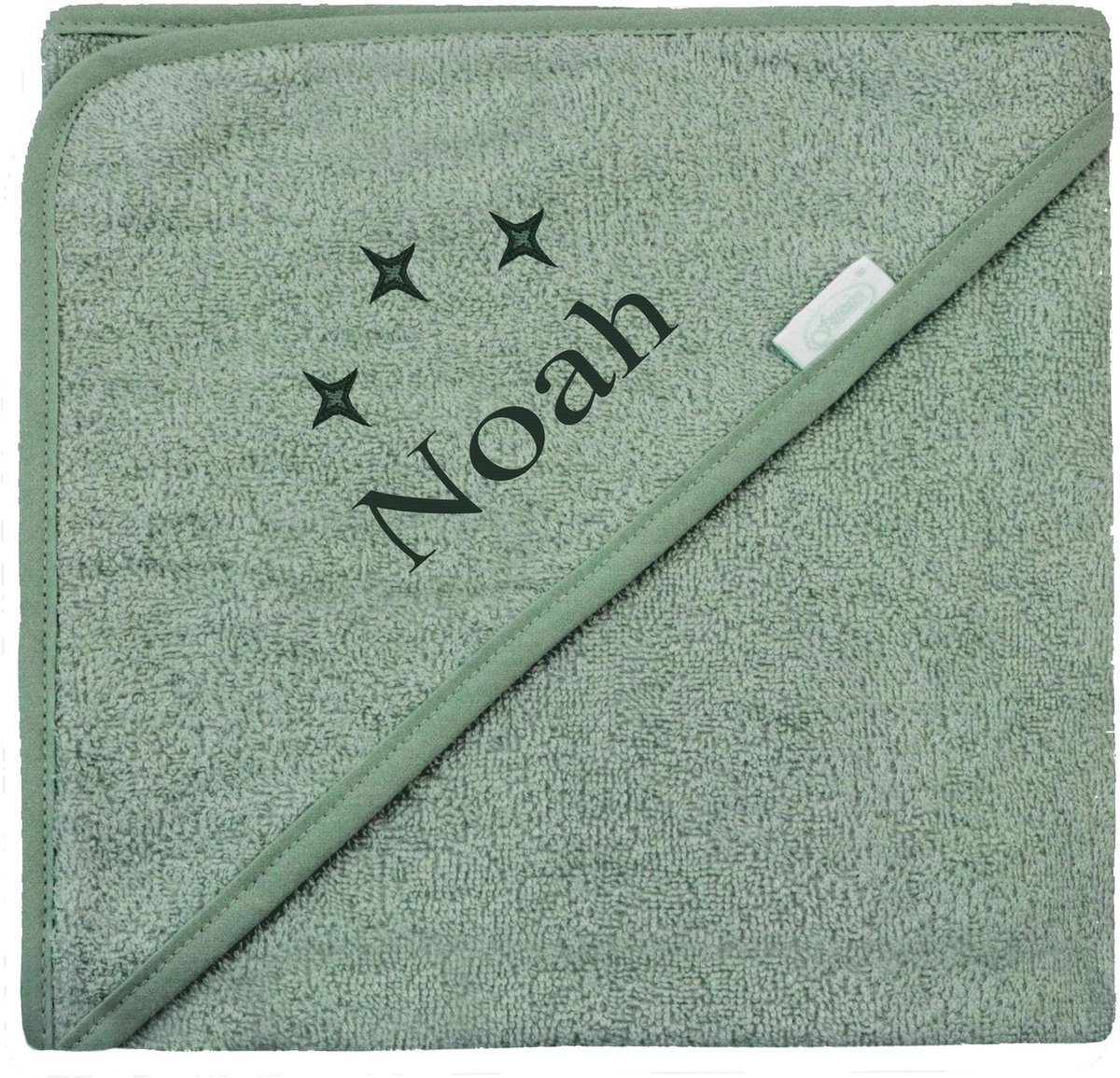 Goedkoopste Badcape uni line - stone green - met GRATIS geborduurde naam