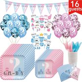 Gender reveal feestartikelen voor 16 personen - Gender reveal versiering - Gender reveal decoratie pakket - Feestpakket gender reveal - Gender reveal party supplies - Gender reveal