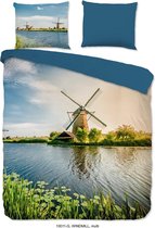 Luxe Zachte Dekbedovertrek Eenpersoons - 140x200/220cm - Inclusief 1 Kussensloop - 100% Versterkt Katoen - Windmolen