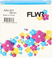 FLWR - Printetiket / TZe-241 / Zwart op Wit - geschikt voor Brother