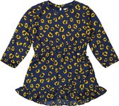 Koko Noko - Meisjes - Donkerblauwe panterprint jurk - maat 110