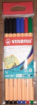 Stabilo fineliner 88 - set 7 fineliners - 0,4 mm point - zwart blauw rood groen - back to school edition