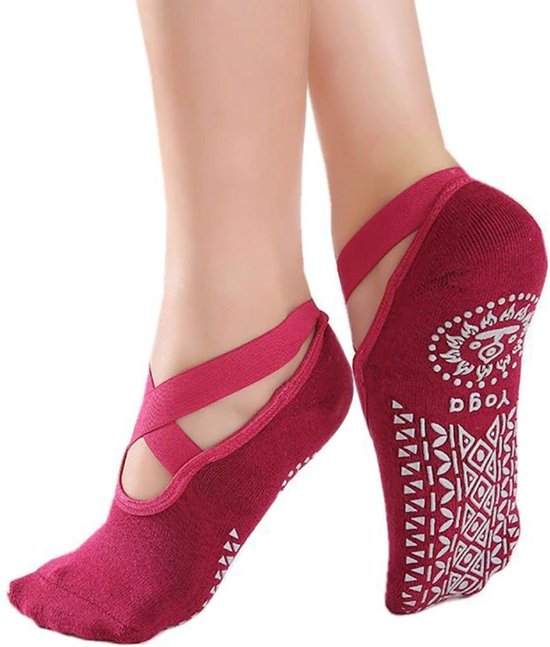 Topsocks Yoga ballerina antislip sokken - raspberry- maat 36-41