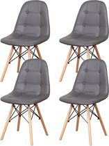 Loft Home® Eetkamer stoel | Set van 4 | Moderne look | Kuipstoel | Stoel | Zitplek | Complete set | Leer | Grijs