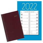 Brepols Bureau Agenda 2022 - Saturnus - 1d/1p - Bordeaux + Omleg-weekkalender 2022 - Week begint op Maandag - Blauw