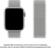 Witte Nylon Horloge Band Geschikt voor Apple Watch 1, 2, 3, 4, 5, 6, 7, 8, SE & Nike+, 42mm & 44mm "Mannenbreedte" Series – Maat: zie maatfoto - Zacht Geweven Nylon - 42 mm en 44 mm - Wit - Maat: zie maatfoto