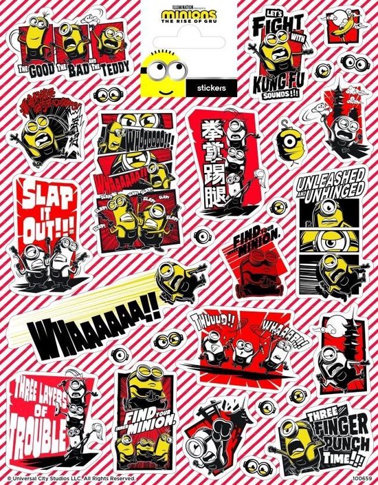 Foto: Funny products stickers minions 20 x 15 cm papier rood 28 stuks