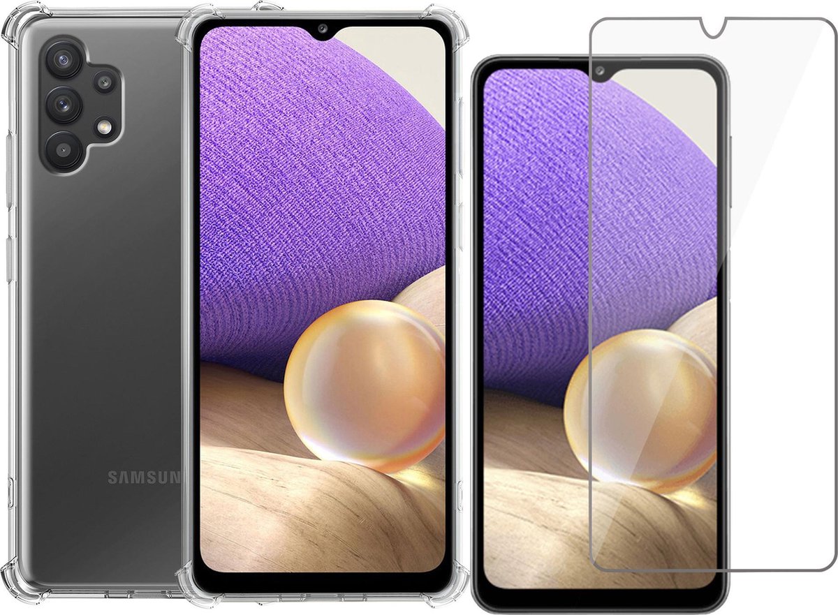 Hoesje geschikt voor Samsung Galaxy A32 5G - Screenprotector Glas - Transparant