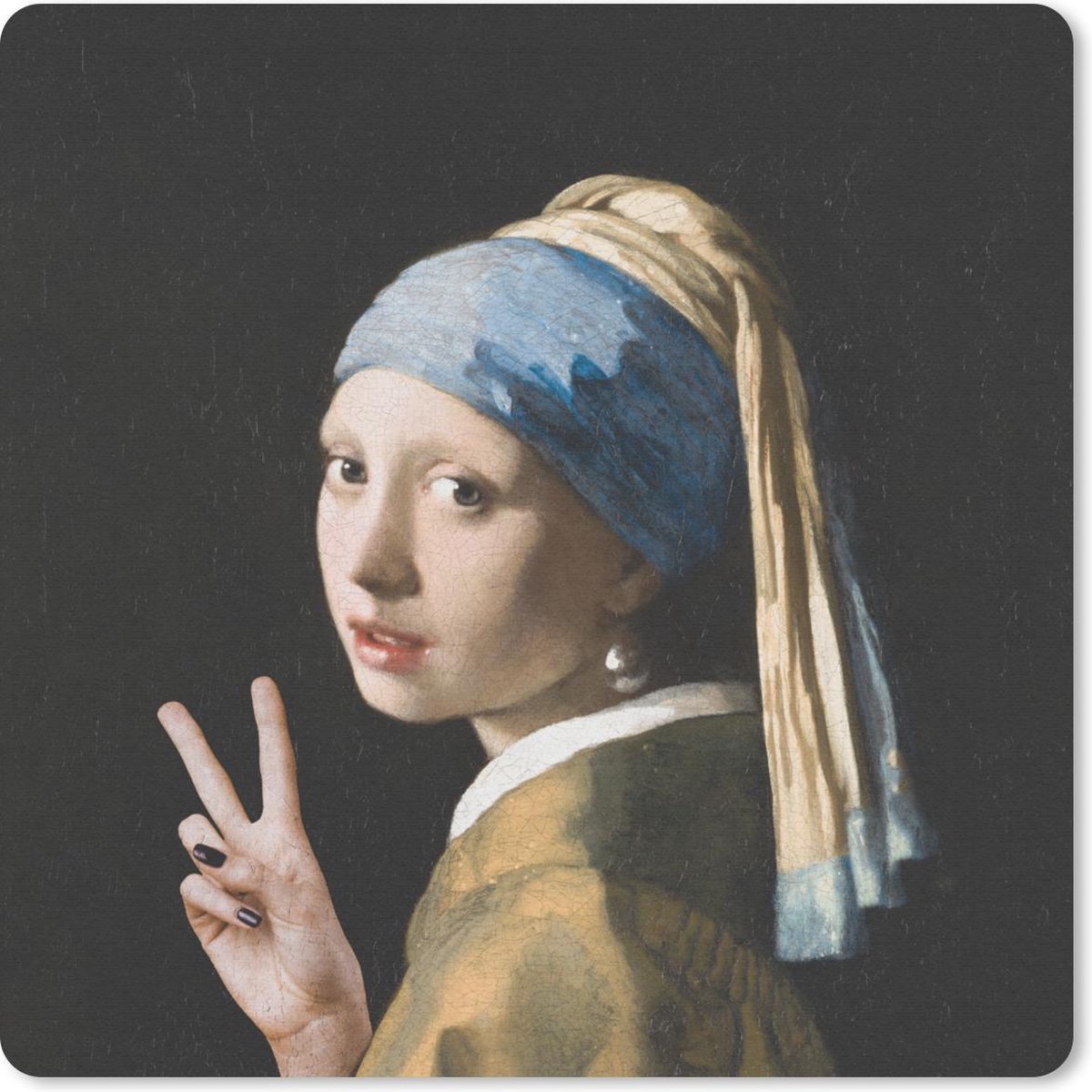 Muismat 30x30 cm - Mousepad Het meisje met de parel - Vermeer - Kunst - Muismatten