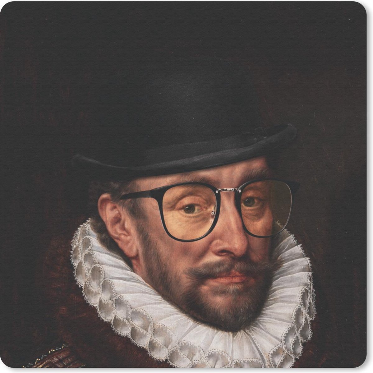 Muismat 20x20 cm - Mousepad Willem van Oranje - Kunst - Bril - Muismatten