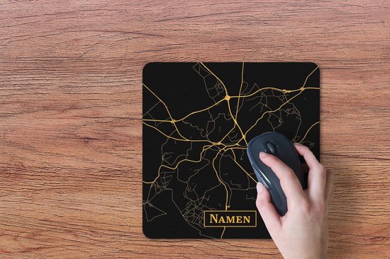 Muismat 30x30 cm - Mousepad Kaart - Namen - België - Goud - Zwart - Muismatten
