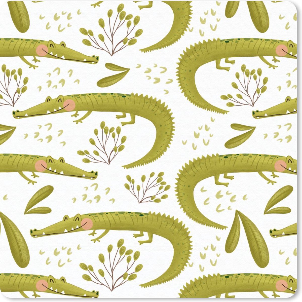 Muismat 20x20 cm - Mousepad Jungle - Krokodil - Groen - Muismatten