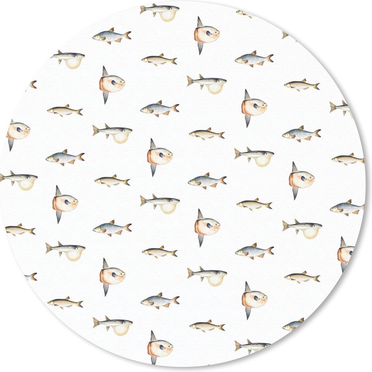 Muismat rond 20x20 cm - Mousepad Vis - Pastel - Patroon - Ronde muismatten
