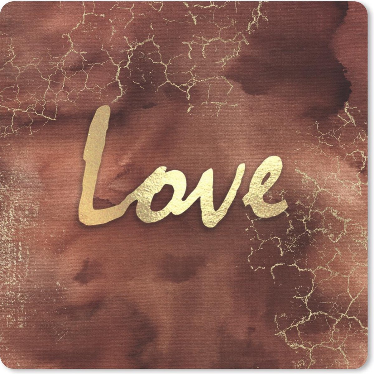 Muismat 20x20 cm - Mousepad Quote - Liefde - Bruin - Goud - Muismatten