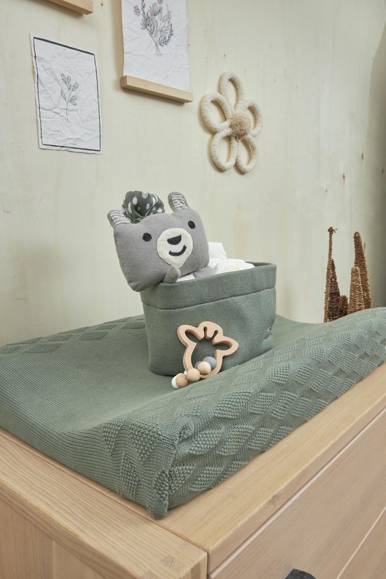 Meyco Baby Diamond aankleedkussenhoes - biologisch - forest green - 50x70cm — afbeelding 2